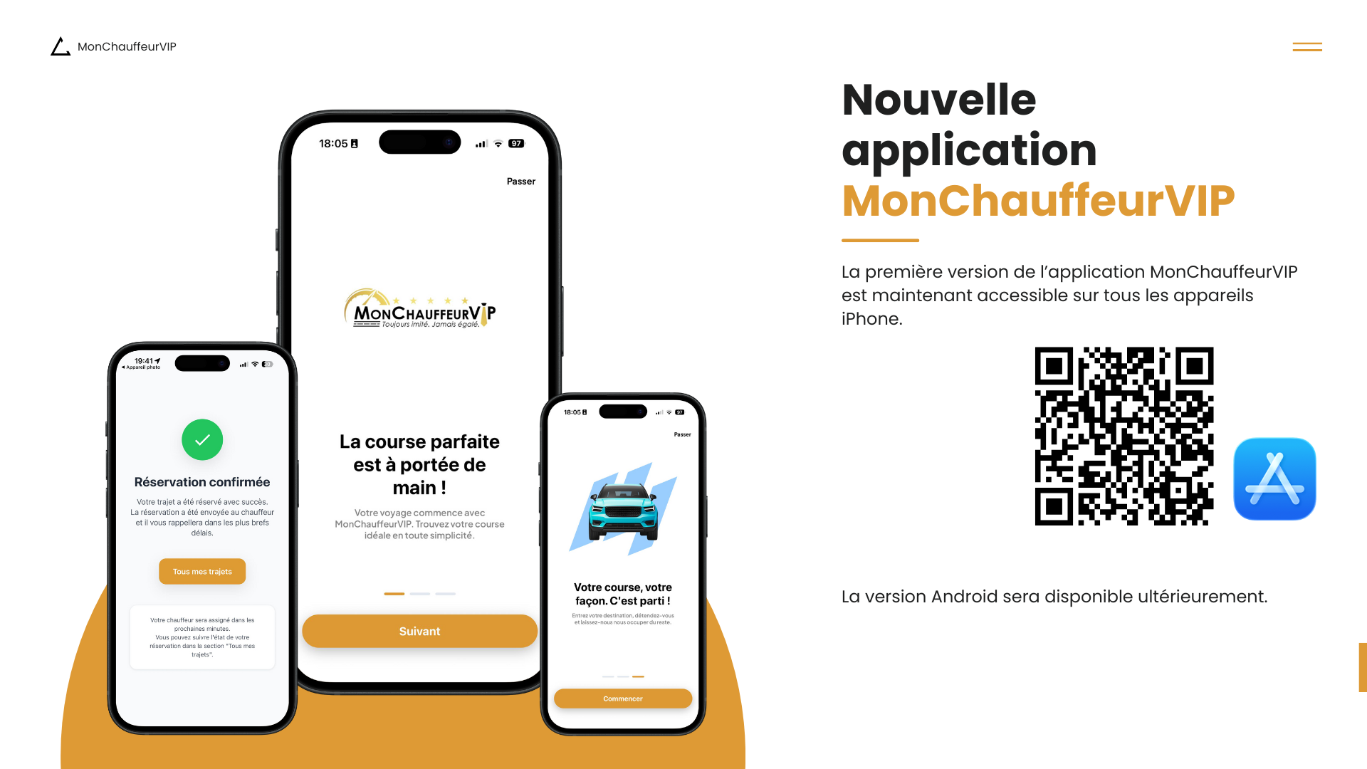 Application VTC mobile MonChauffeurVIP – Réservation chauffeur privé sur smartphone